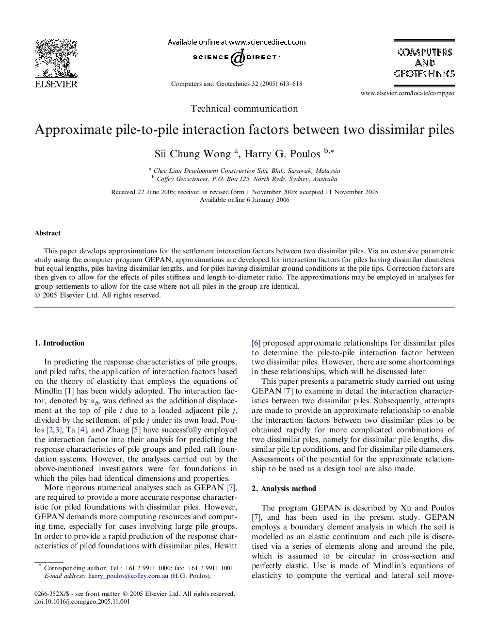 Approximate pile-to-pile interaction factors between two dissimilar piles