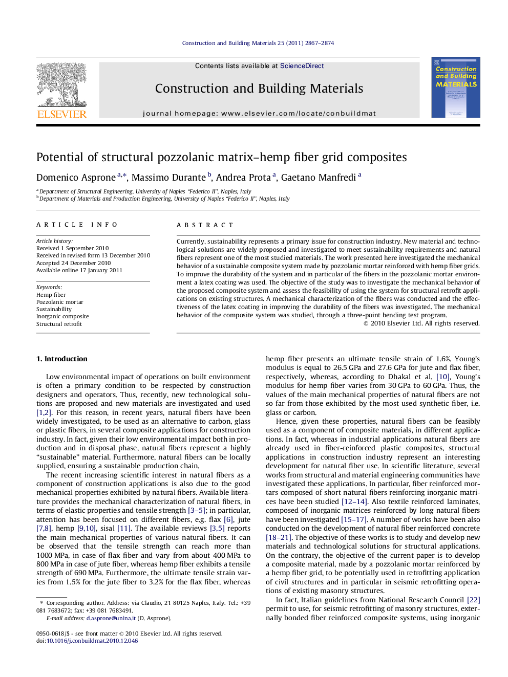 Potential of structural pozzolanic matrix-hemp fiber grid composites