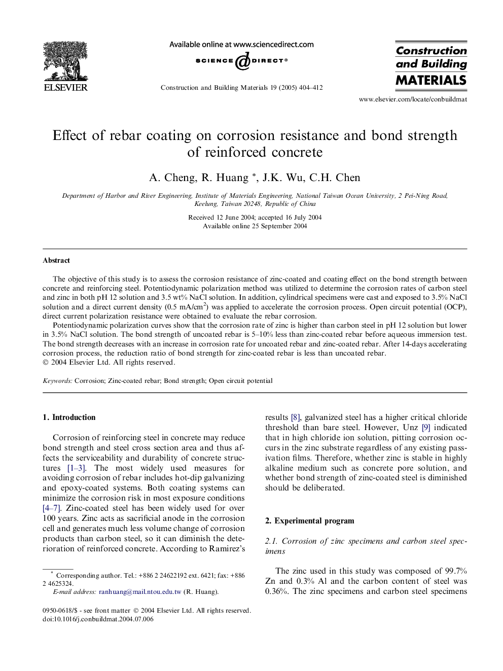 Effect of rebar coating on corrosion resistance and bond strength of reinforced concrete