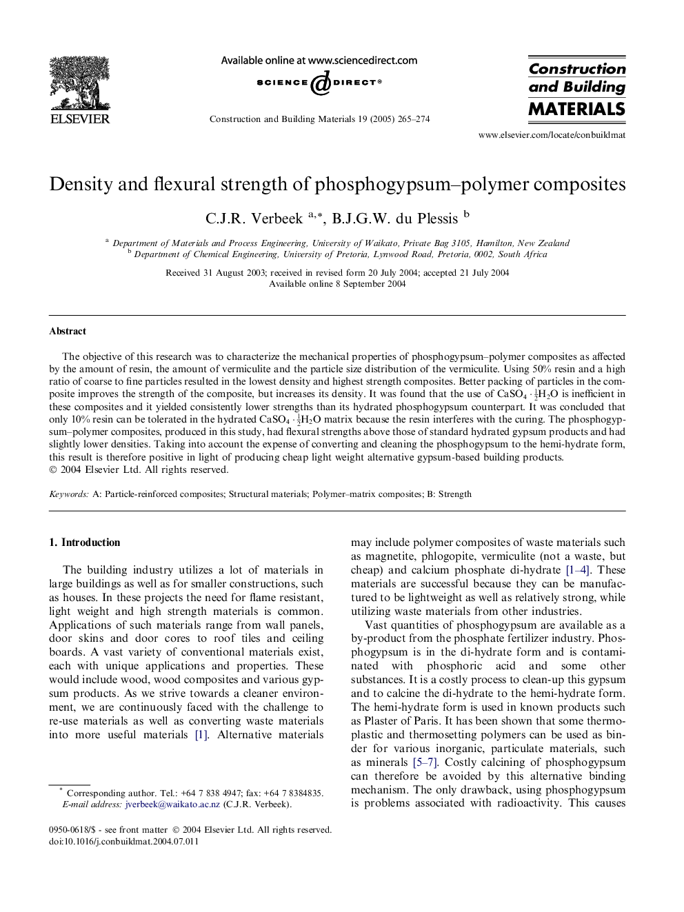 Density and flexural strength of phosphogypsum-polymer composites