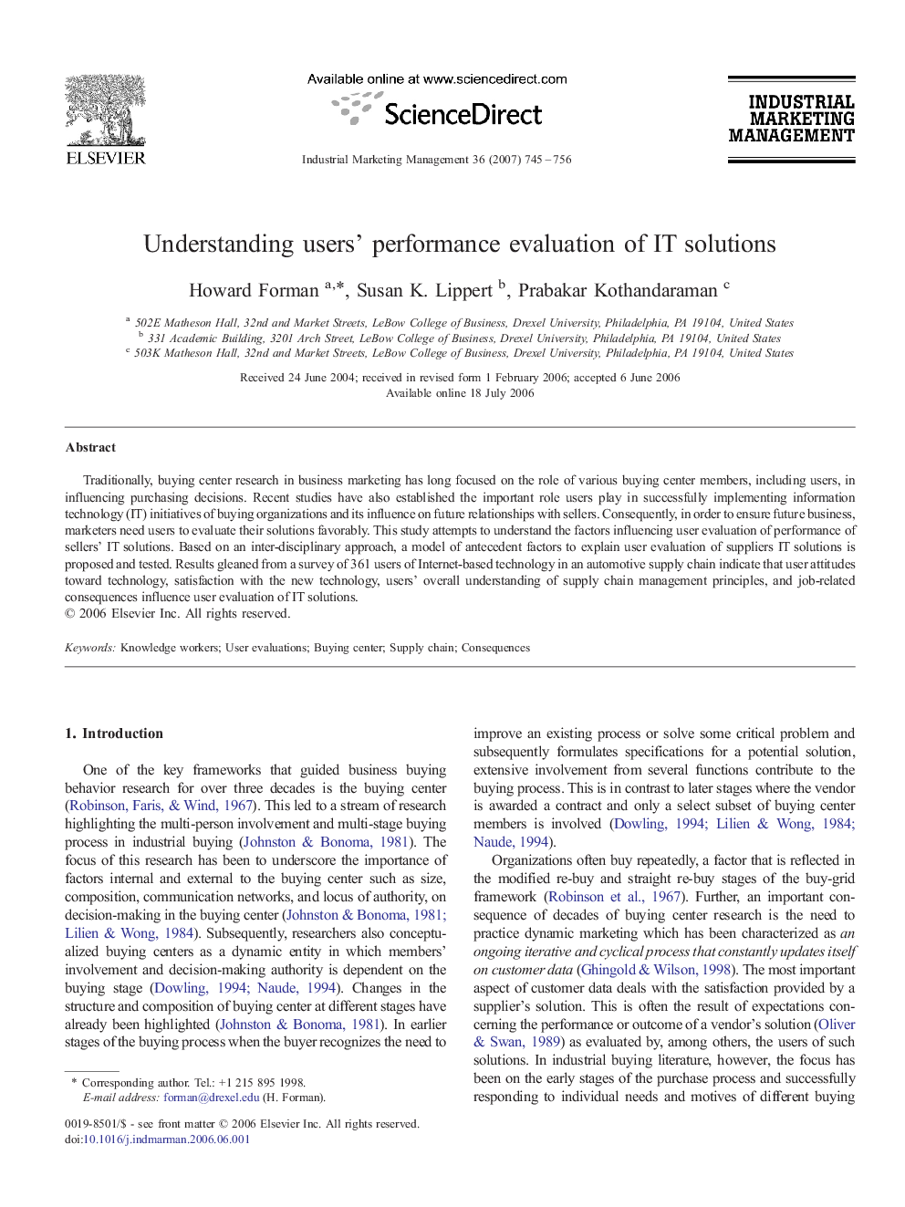 Understanding users' performance evaluation of IT solutions