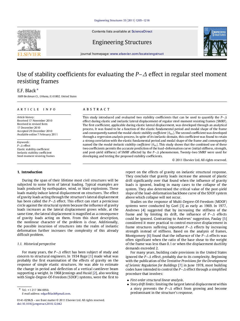 Use of stability coefficients for evaluating the P-Î effect in regular steel moment resisting frames