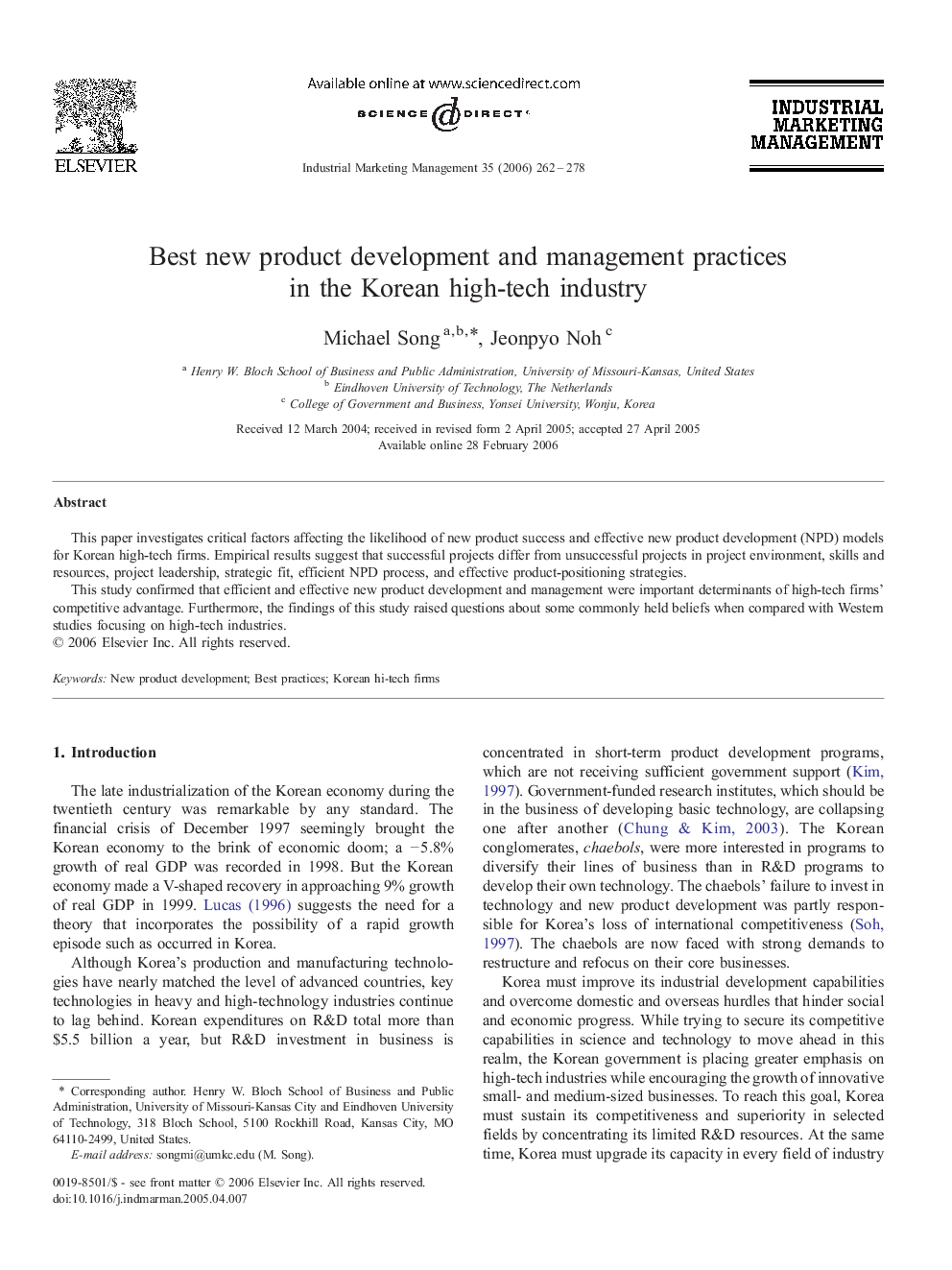 Best new product development and management practices in the Korean high-tech industry