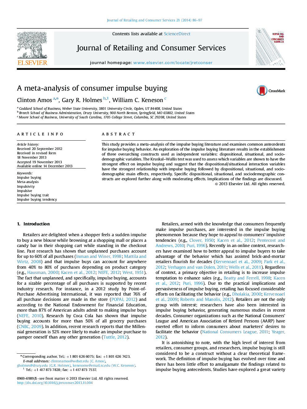 A meta-analysis of consumer impulse buying