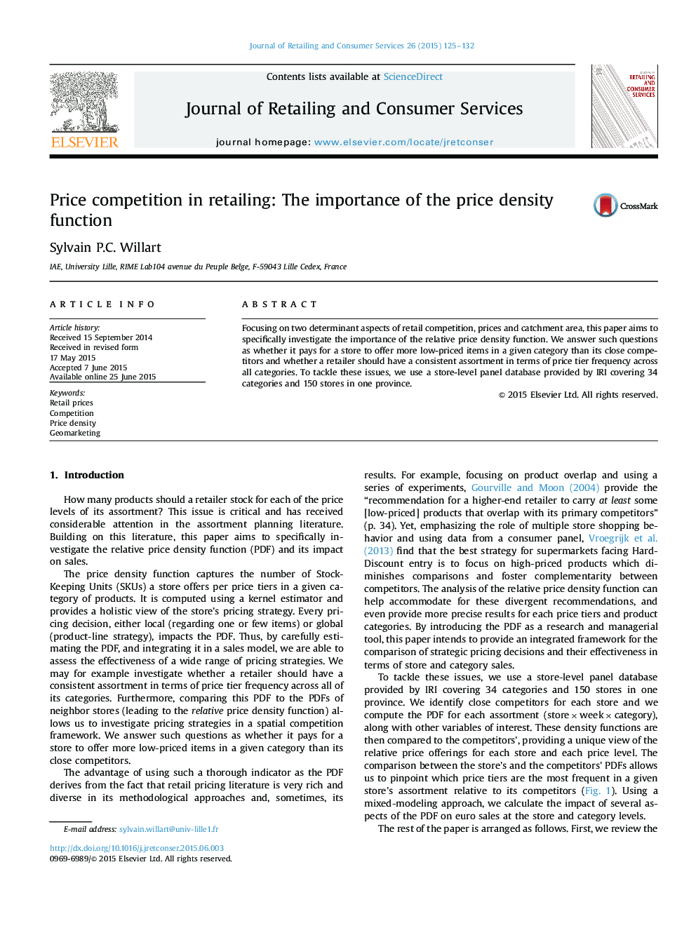 Price competition in retailing: The importance of the price density function