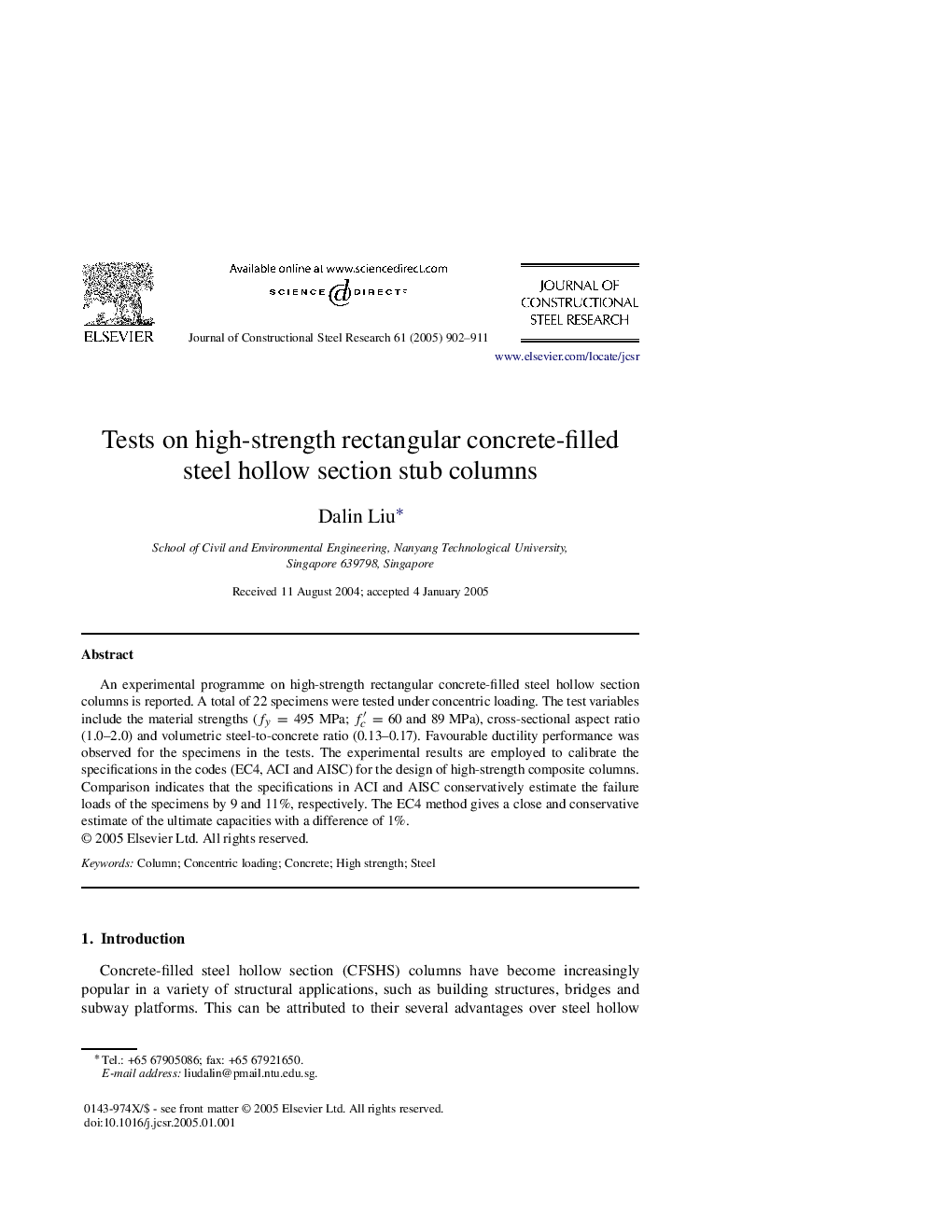 Tests on high-strength rectangular concrete-filled steel hollow section stub columns