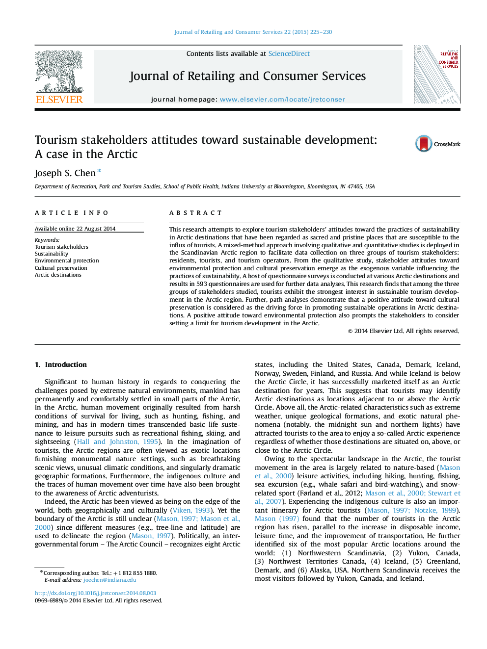 Tourism stakeholders attitudes toward sustainable development: A case in the Arctic