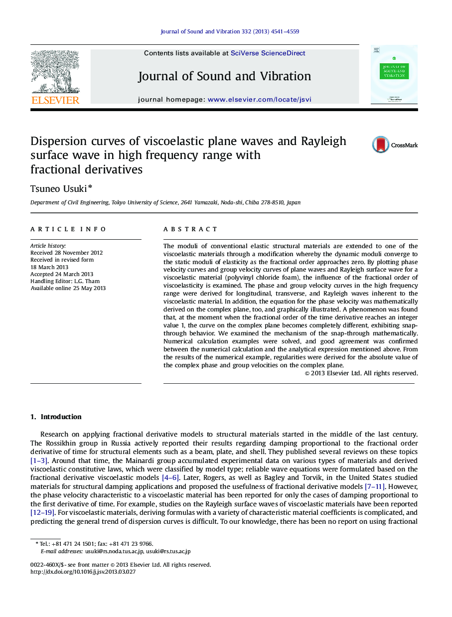 Dispersion curves of viscoelastic plane waves and Rayleigh surface wave in high frequency range with fractional derivatives