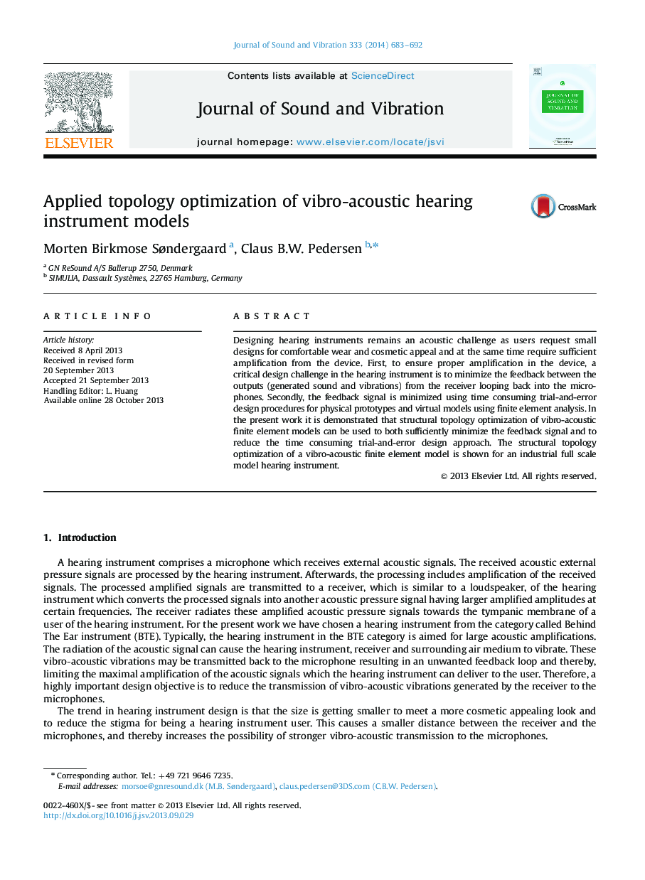 Applied topology optimization of vibro-acoustic hearing instrument models