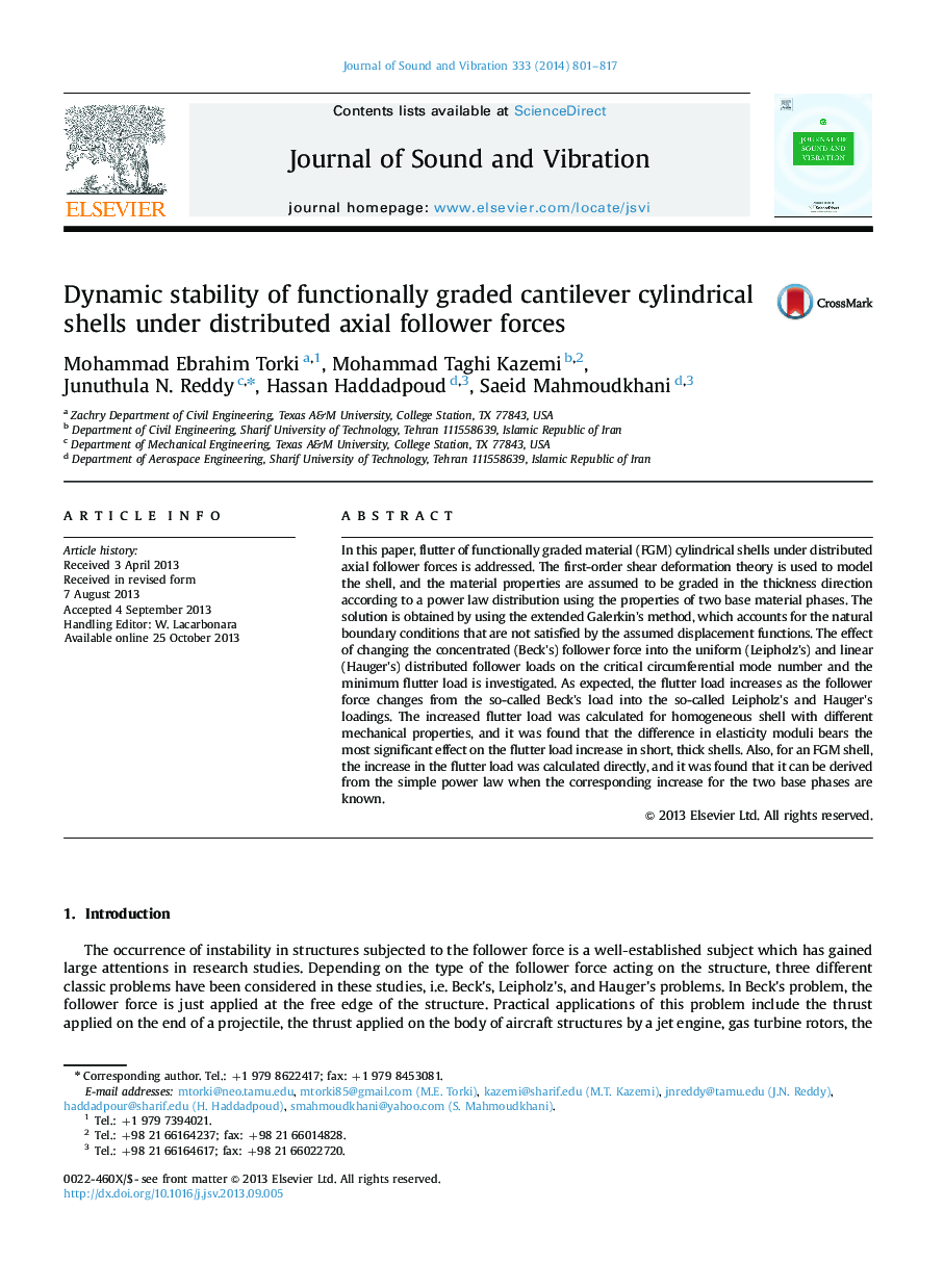 Dynamic stability of functionally graded cantilever cylindrical shells under distributed axial follower forces