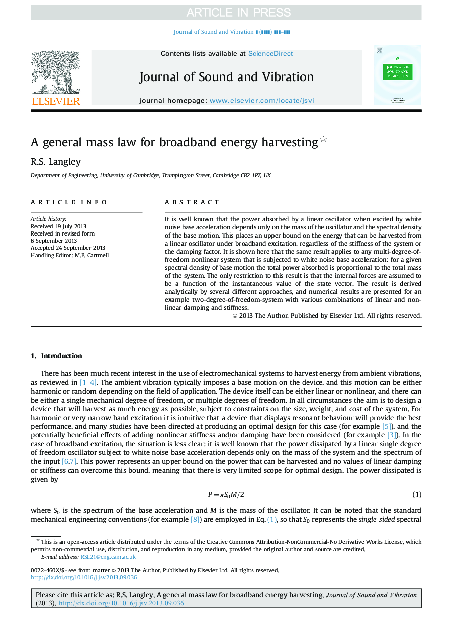 A general mass law for broadband energy harvesting