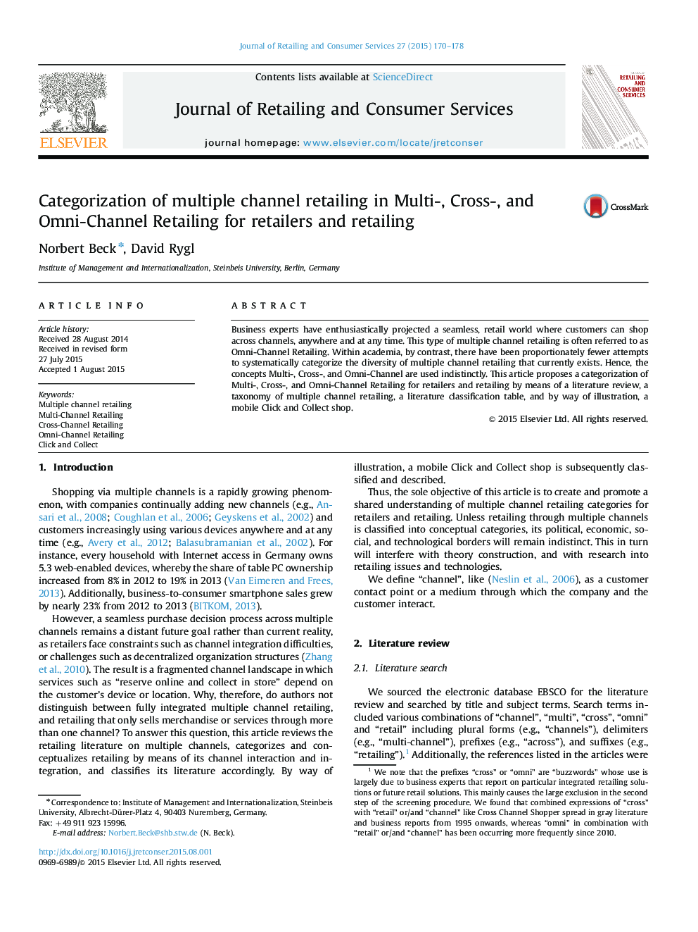 Categorization of multiple channel retailing in Multi-, Cross-, and Omni‐Channel Retailing for retailers and retailing