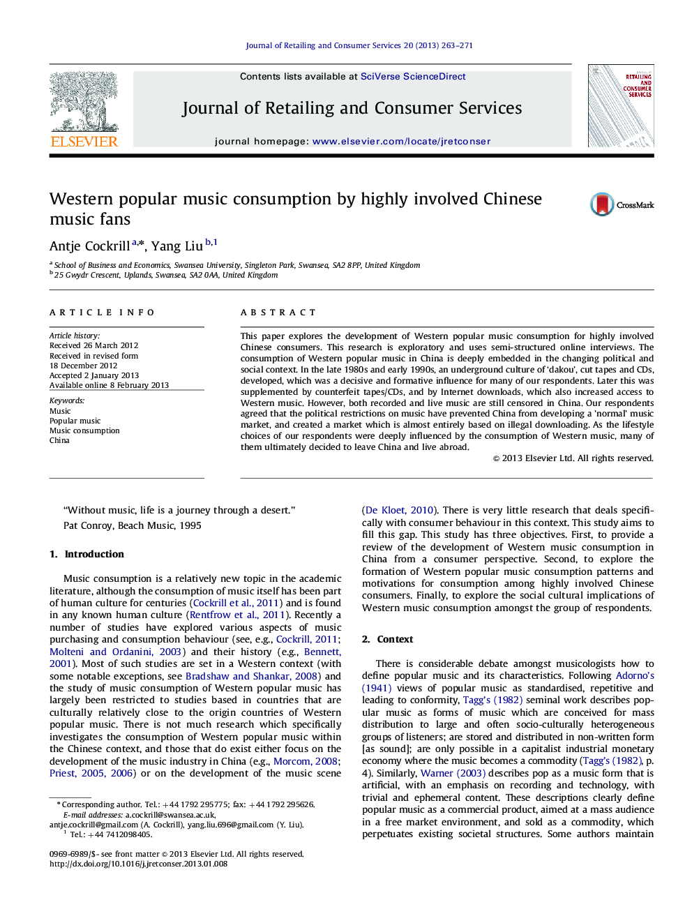 Western popular music consumption by highly involved Chinese music fans