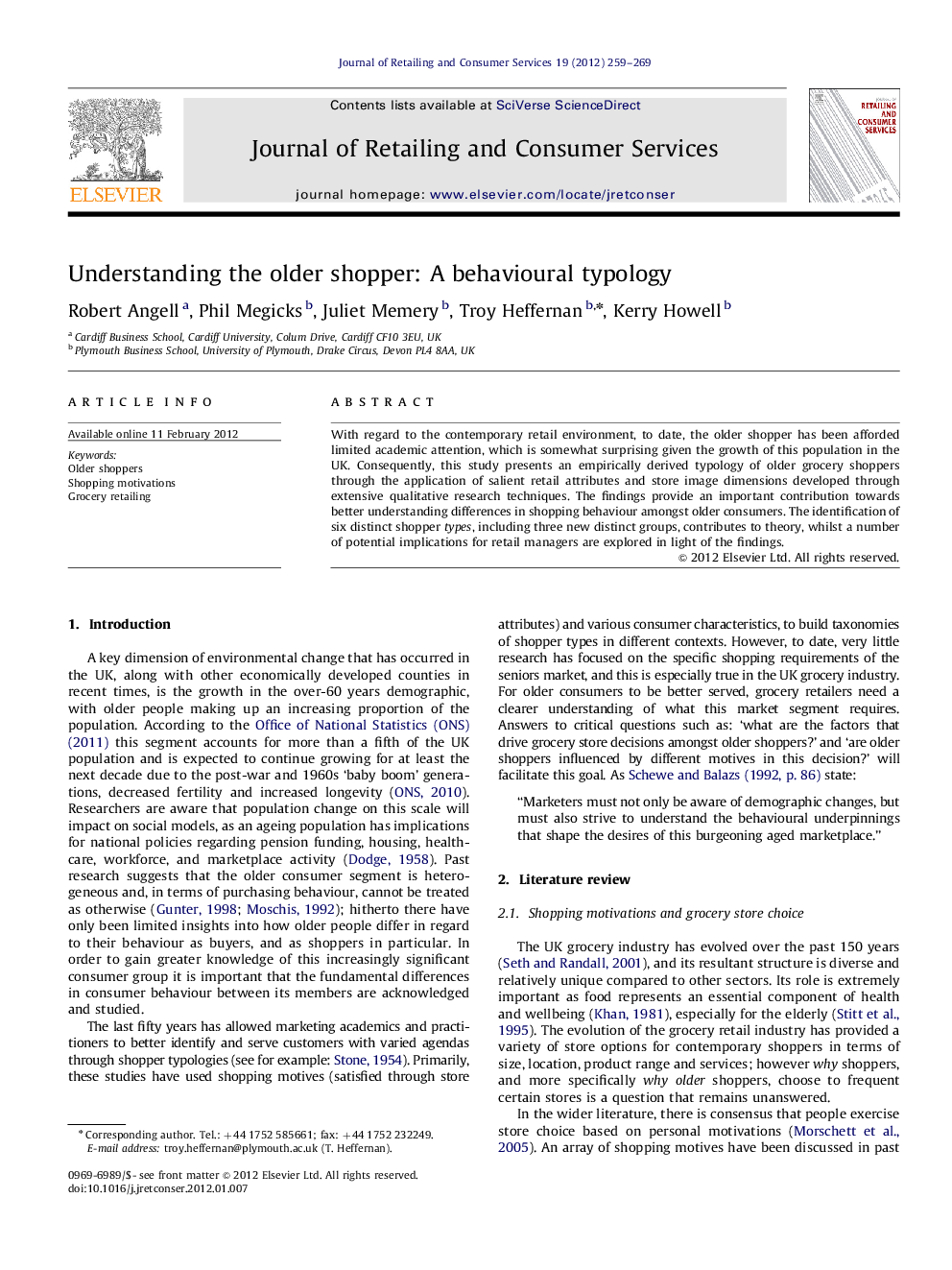 Understanding the older shopper: A behavioural typology