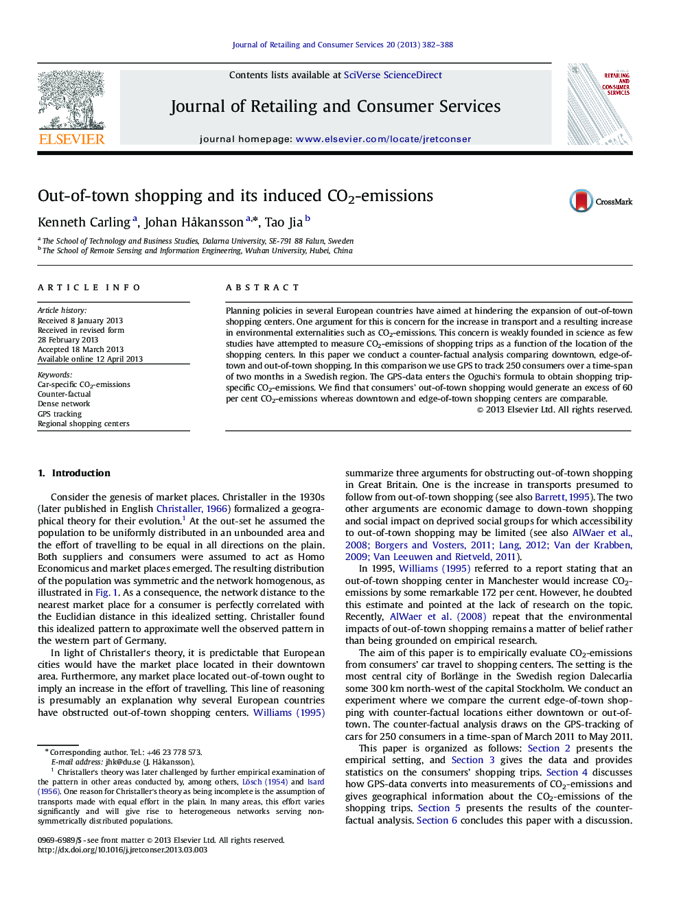 Out-of-town shopping and its induced CO2-emissions