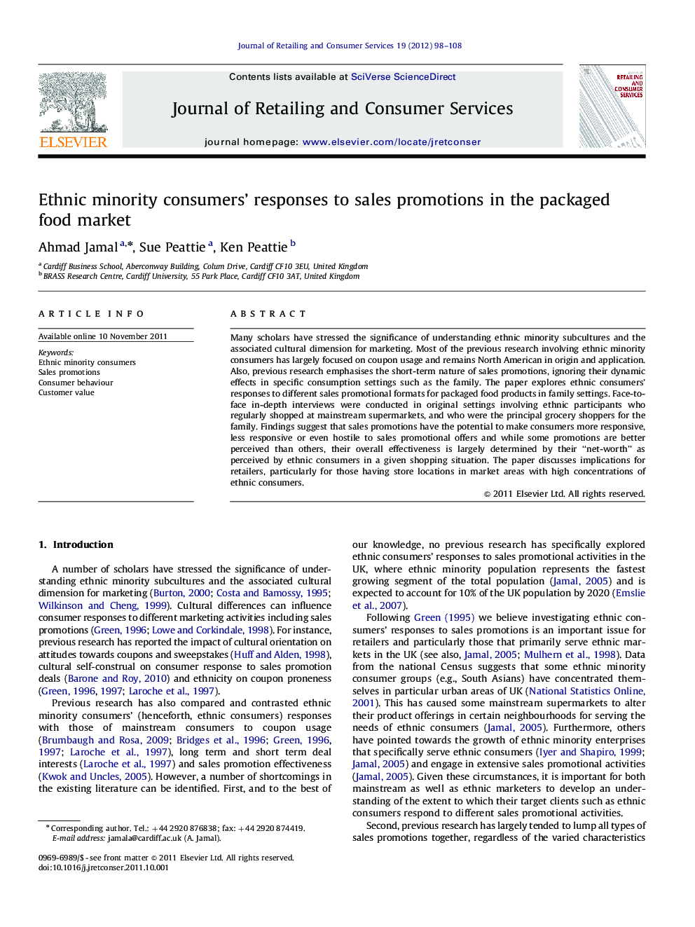 Ethnic minority consumers' responses to sales promotions in the packaged food market