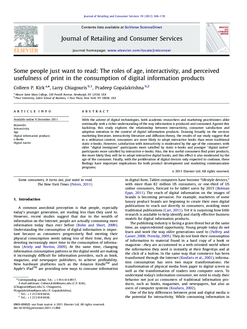 Some people just want to read: The roles of age, interactivity, and perceived usefulness of print in the consumption of digital information products