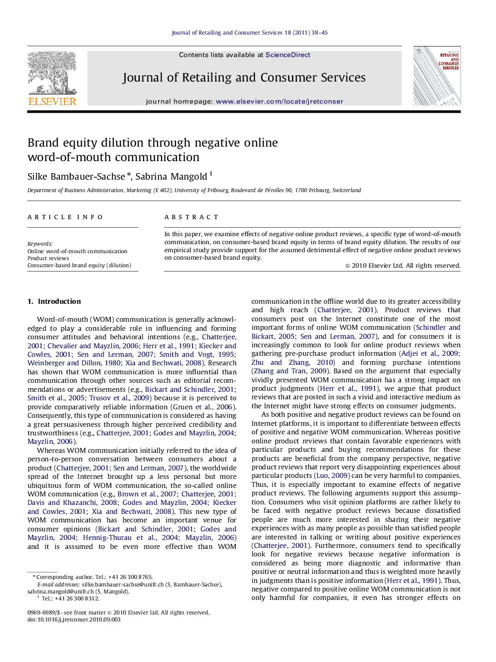 Brand equity dilution through negative online word-of-mouth communication