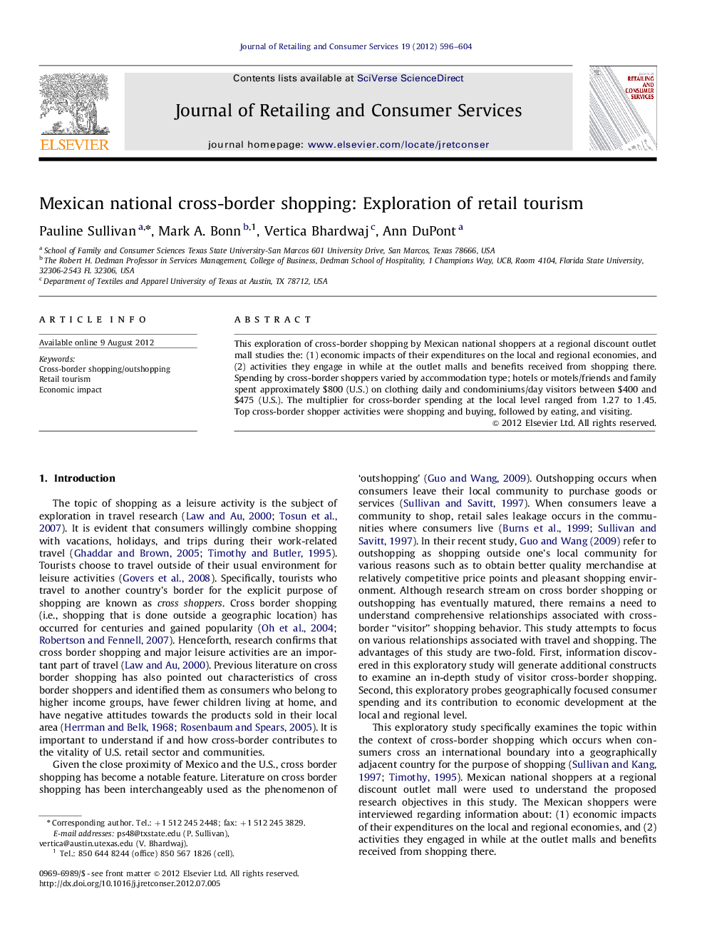 Mexican national cross-border shopping: Exploration of retail tourism