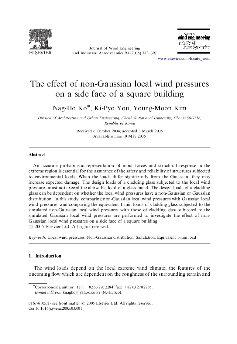 The effect of non-Gaussian local wind pressures on a side face of a square building