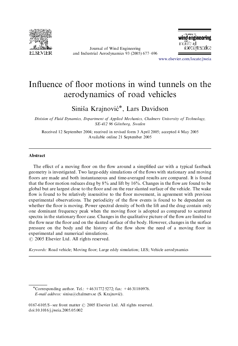 Influence of floor motions in wind tunnels on the aerodynamics of road vehicles