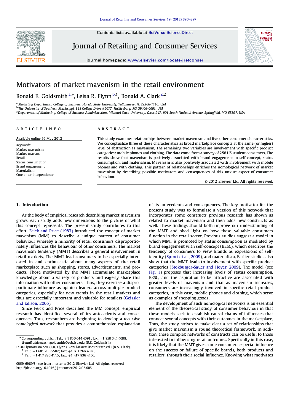 Motivators of market mavenism in the retail environment