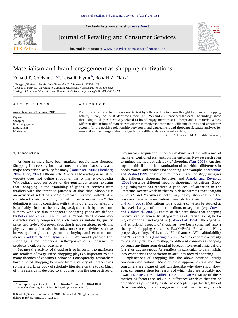 Materialism and brand engagement as shopping motivations