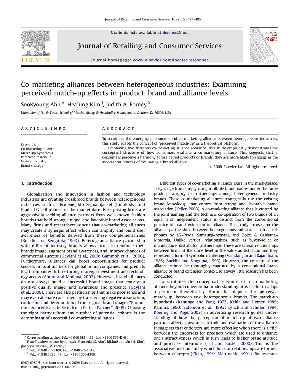 Co-marketing alliances between heterogeneous industries: Examining perceived match-up effects in product, brand and alliance levels