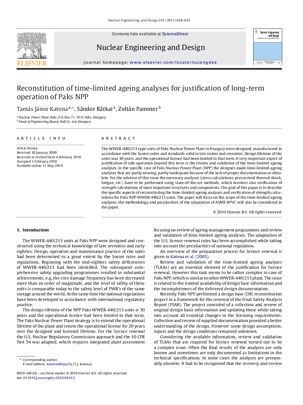 Reconstitution of time-limited ageing analyses for justification of long-term operation of Paks NPP