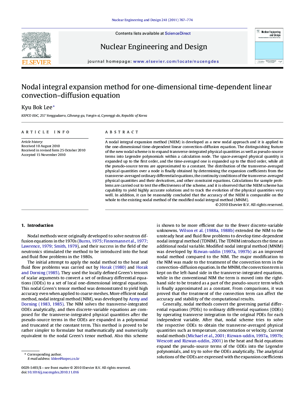 Nodal integral expansion method for one-dimensional time-dependent linear convection-diffusion equation