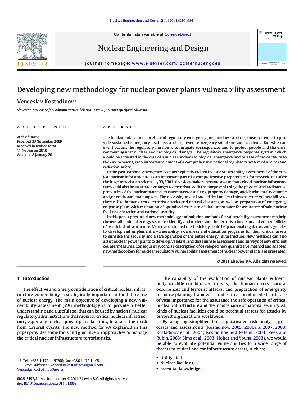 Developing new methodology for nuclear power plants vulnerability assessment