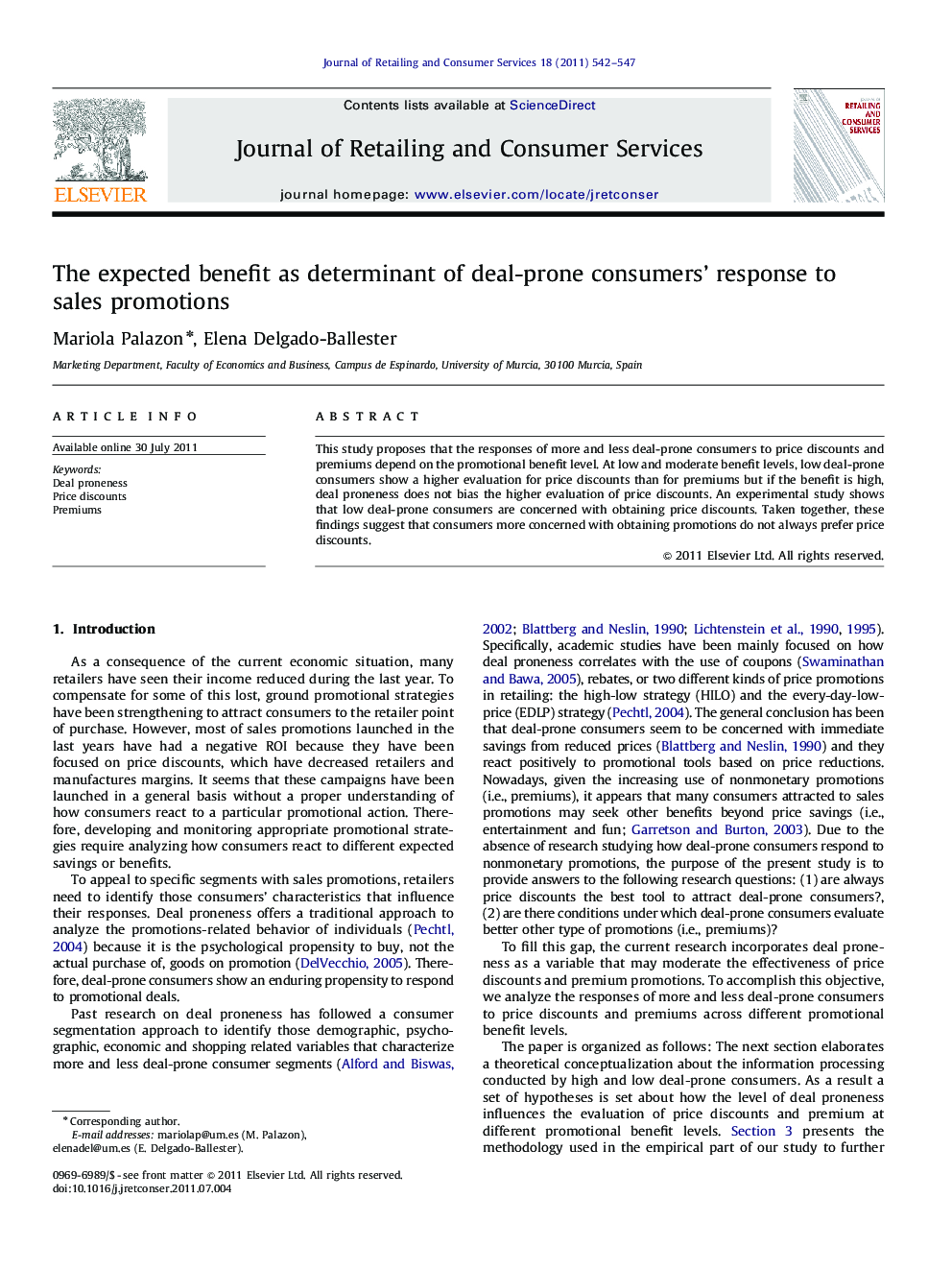 The expected benefit as determinant of deal-prone consumers' response to sales promotions