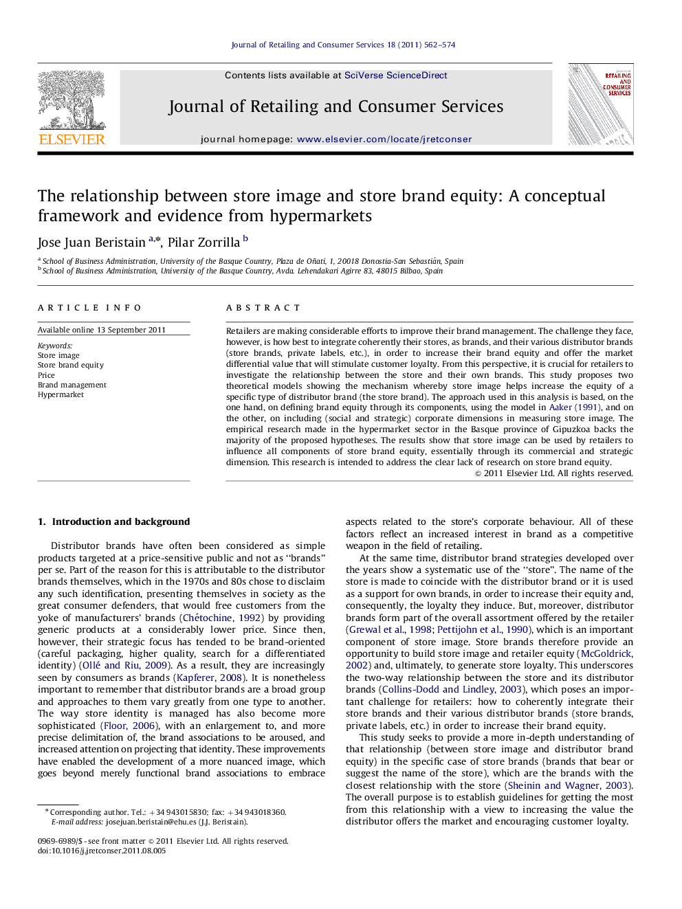 The relationship between store image and store brand equity: A conceptual framework and evidence from hypermarkets