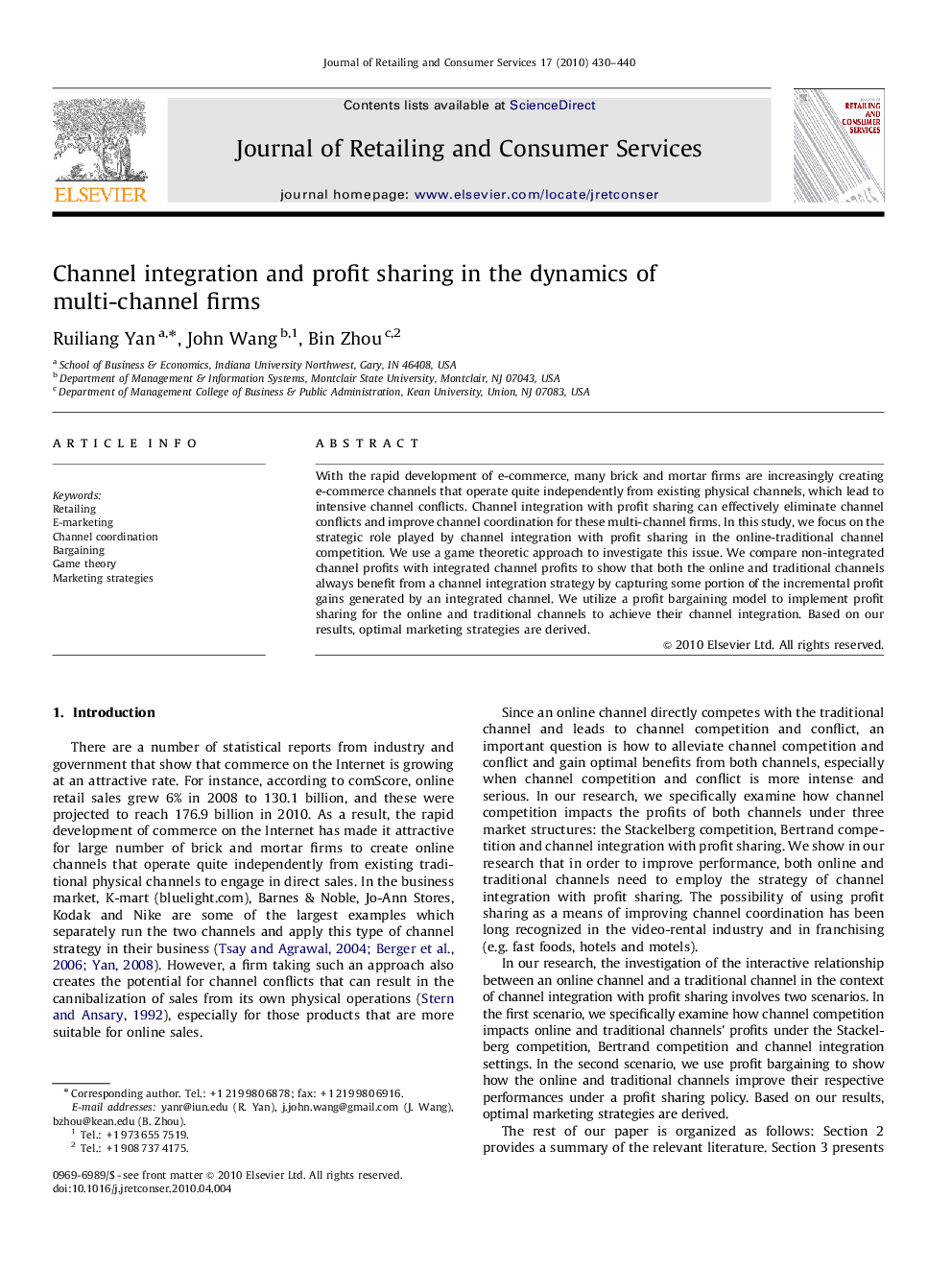 Channel integration and profit sharing in the dynamics of multi-channel firms