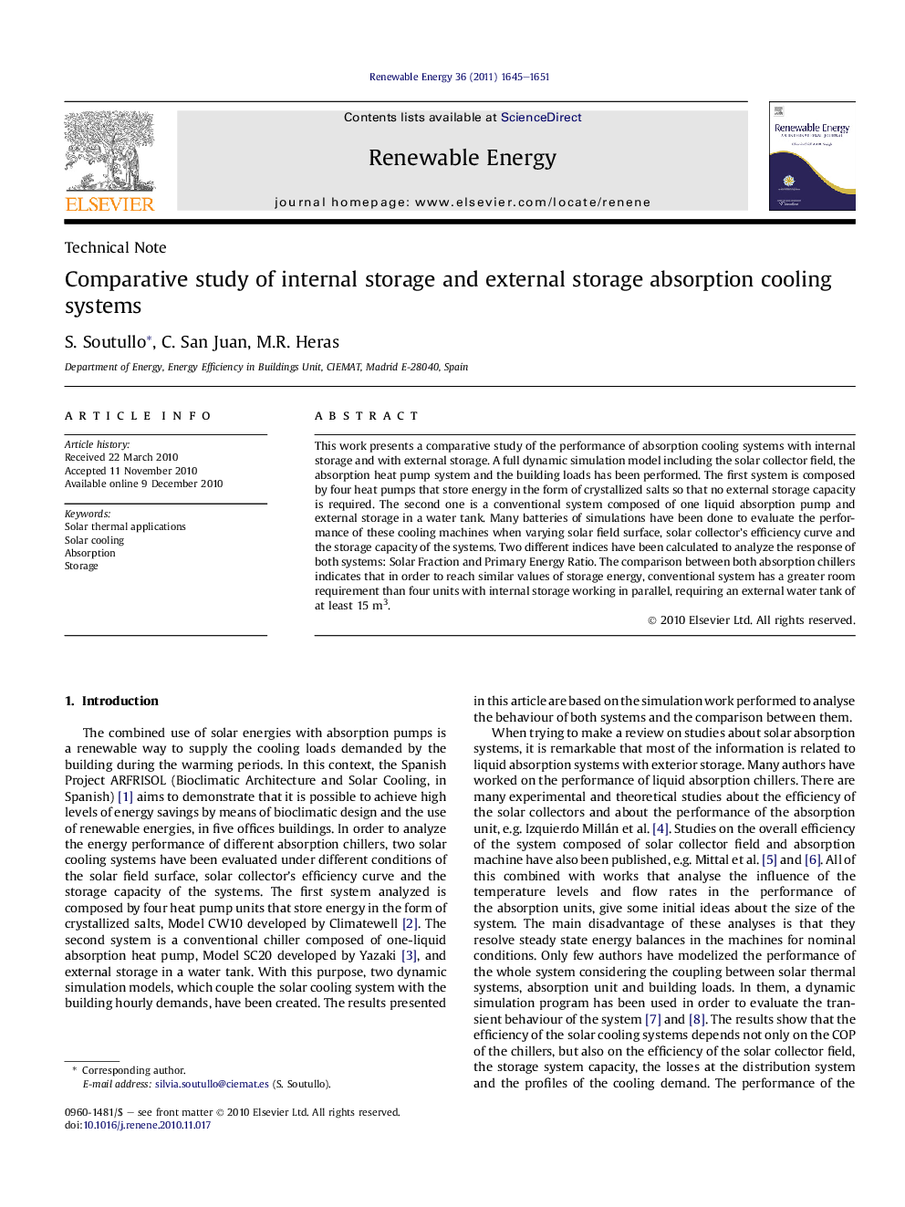 Comparative study of internal storage and external storage absorption cooling systems