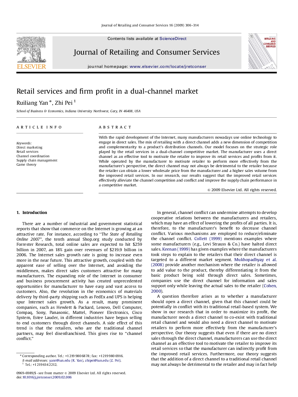 Retail services and firm profit in a dual-channel market