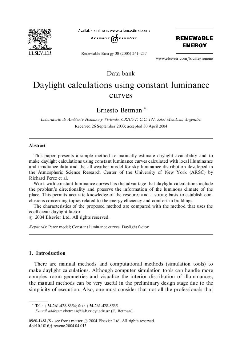 Daylight calculations using constant luminance curves