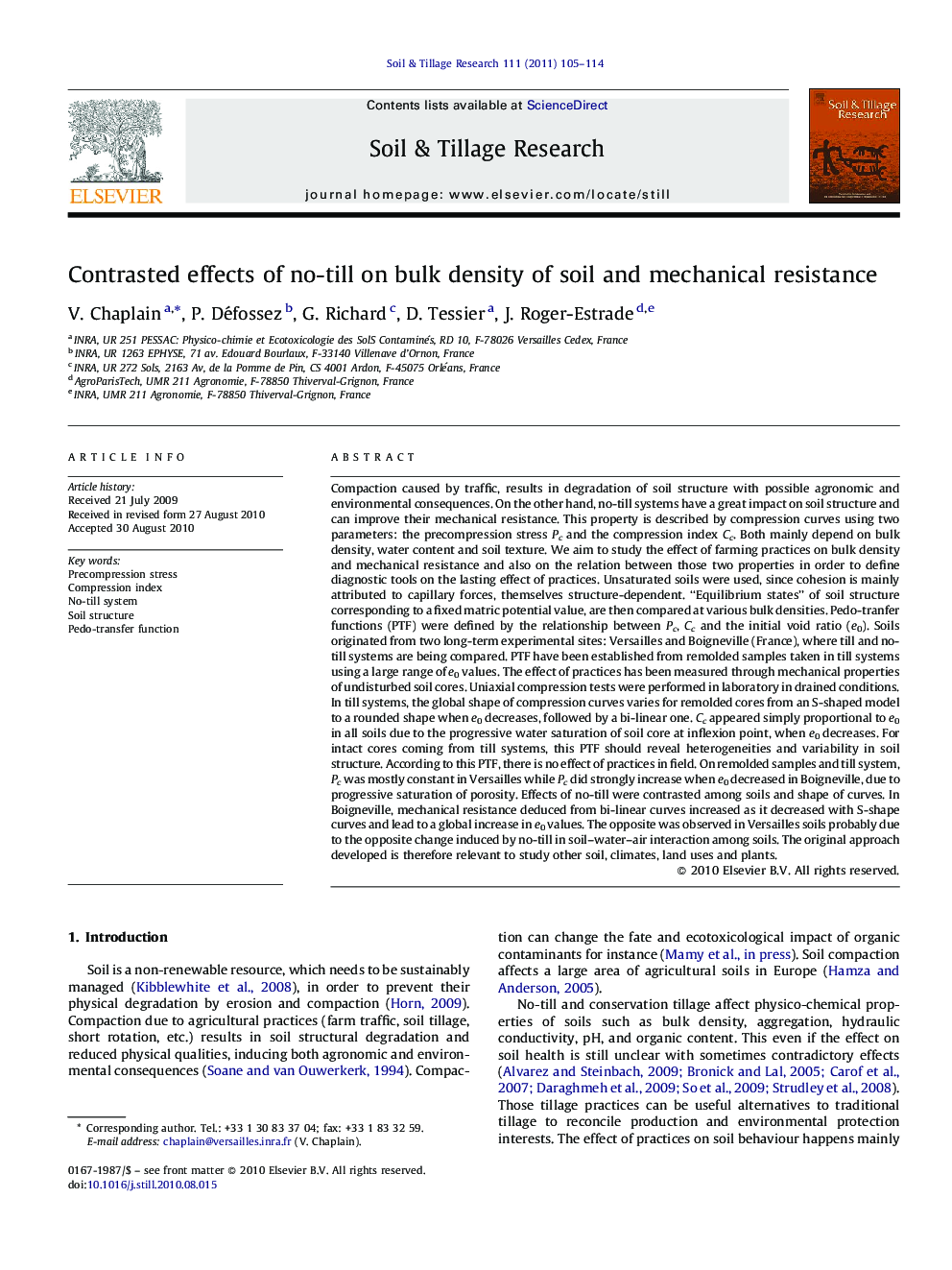Contrasted effects of no-till on bulk density of soil and mechanical resistance