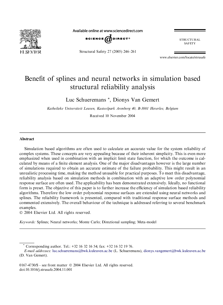 Benefit of splines and neural networks in simulation based structural reliability analysis