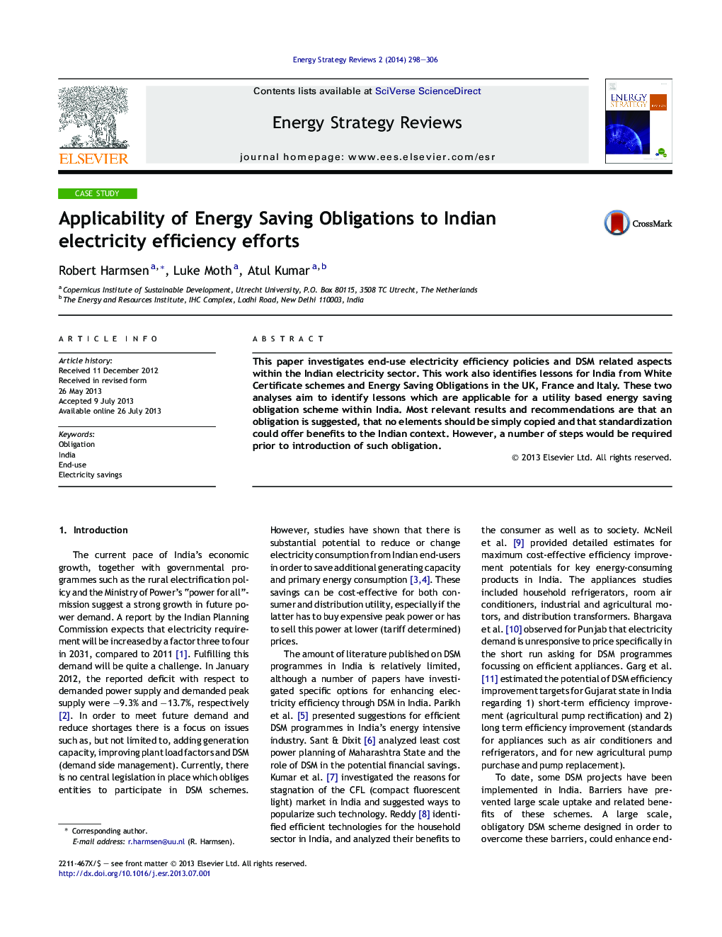 Applicability of Energy Saving Obligations to Indian electricity efficiency efforts