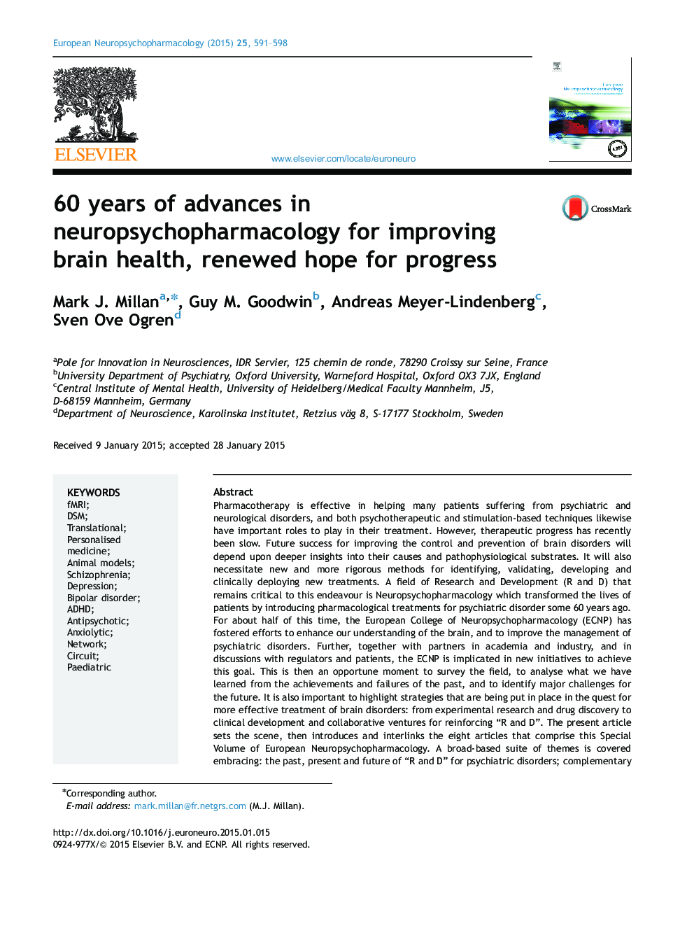 60 years of advances in neuropsychopharmacology for improving brain health, renewed hope for progress