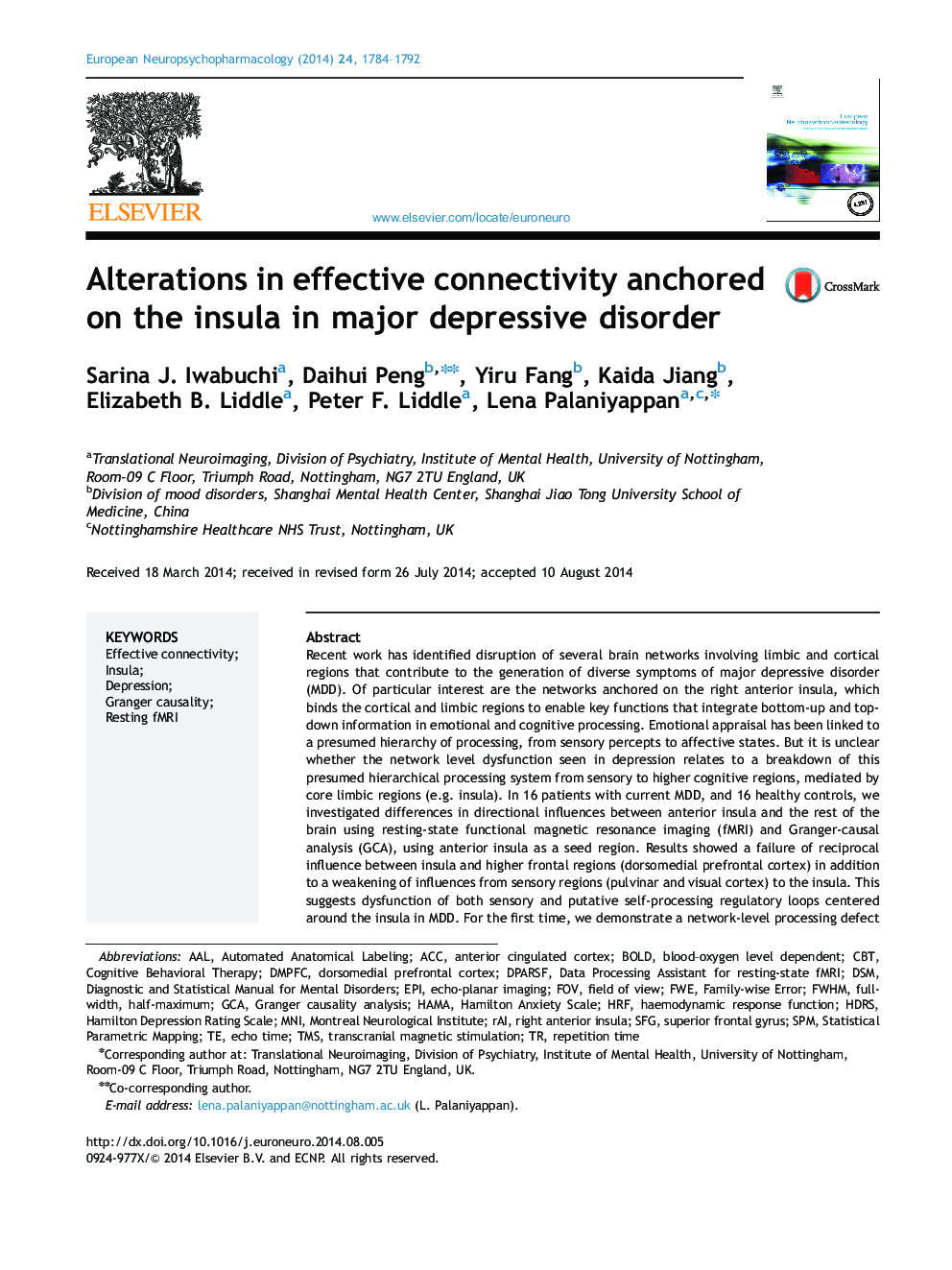 تغییرات در اتصال موثر بر روی انسولین در اختلال افسردگی عمده متوقف شد 