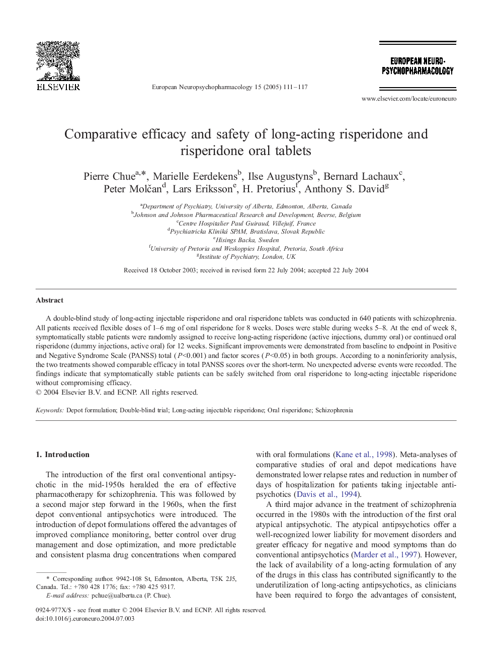 Comparative efficacy and safety of long-acting risperidone and risperidone oral tablets