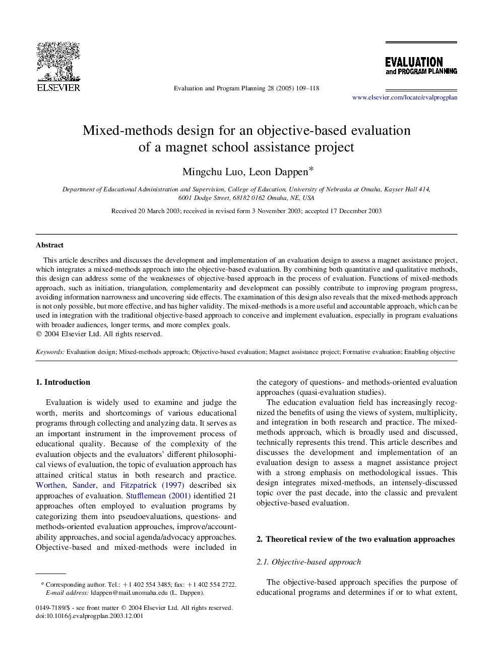 Mixed-methods design for an objective-based evaluation of a magnet school assistance project