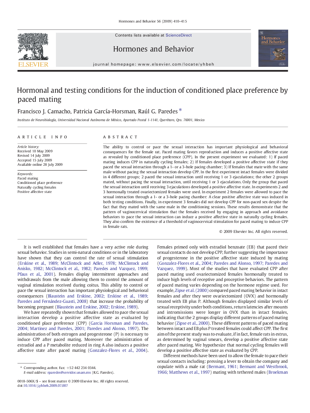 Hormonal and testing conditions for the induction of conditioned place preference by paced mating