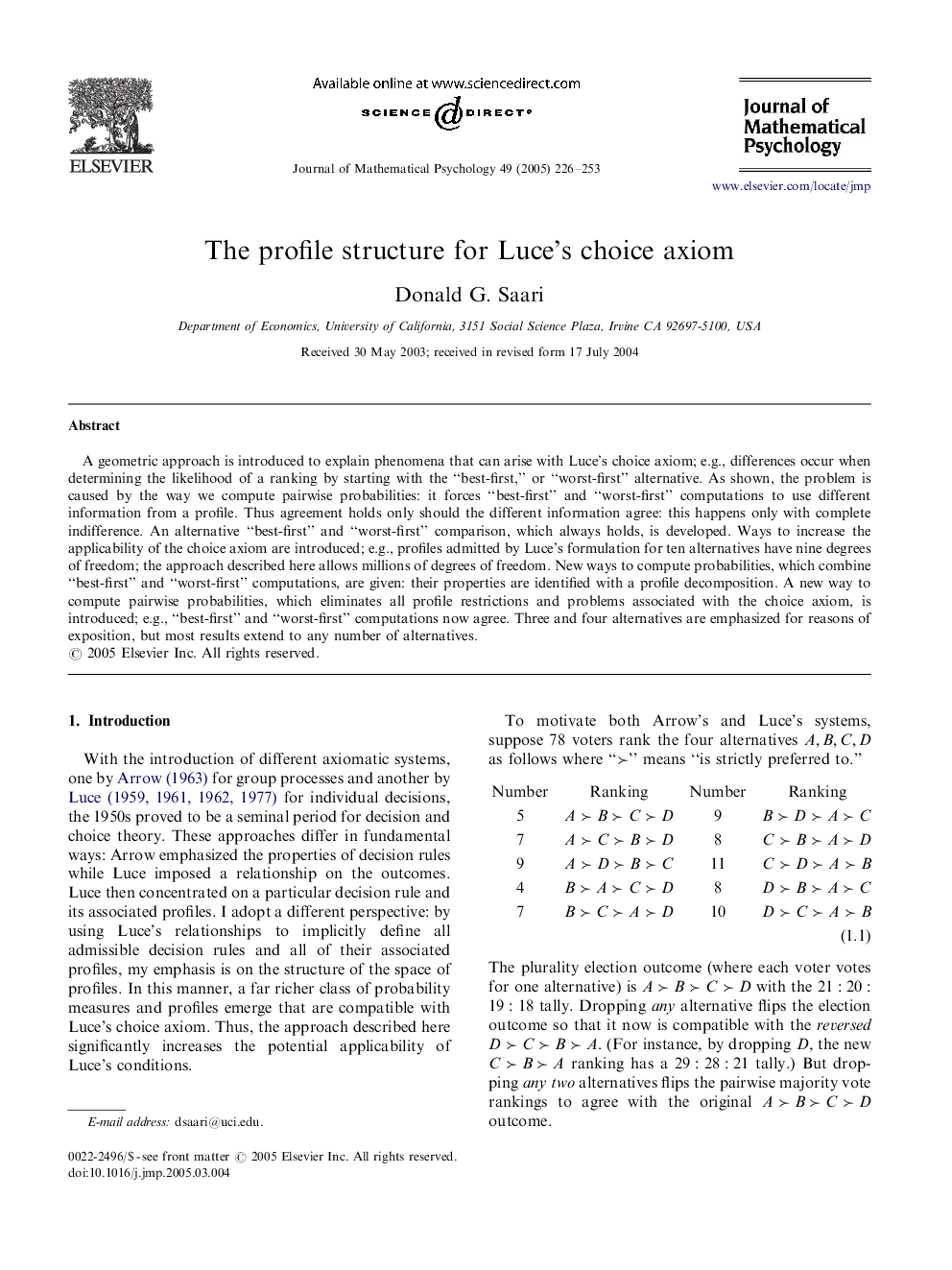 The profile structure for Luce's choice axiom