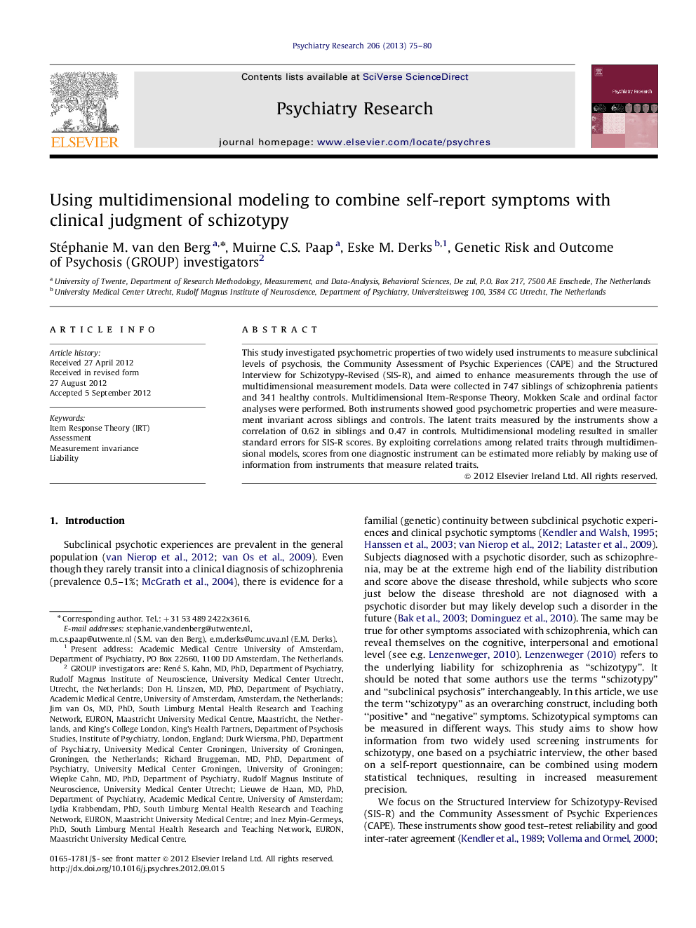 Using multidimensional modeling to combine self-report symptoms with clinical judgment of schizotypy