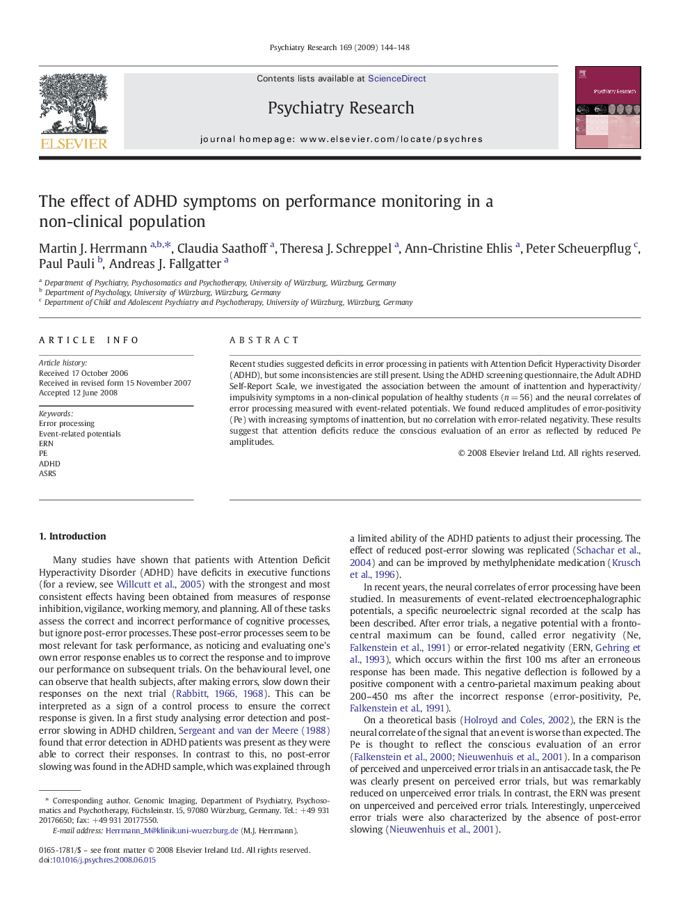 The effect of ADHD symptoms on performance monitoring in a non-clinical population