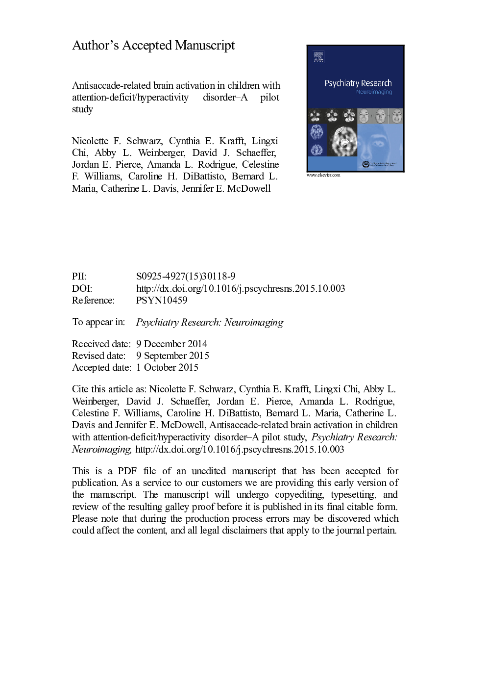 Antisaccade-related brain activation in children with attention-deficit/hyperactivity disorder - A pilot study