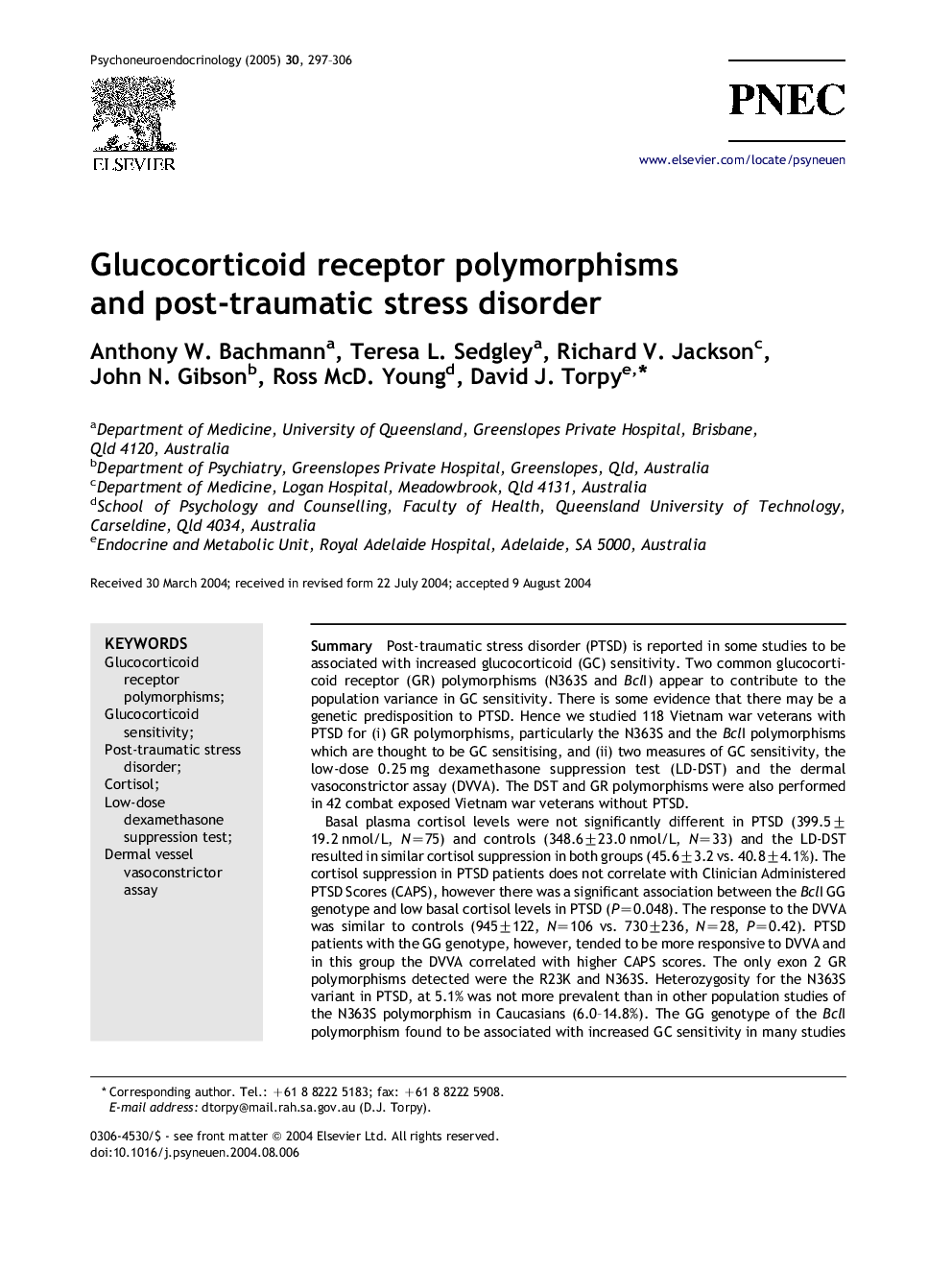 Glucocorticoid receptor polymorphisms and post-traumatic stress disorder